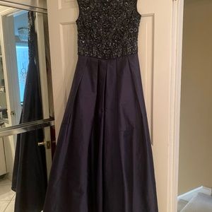 Aidan Mattox Blue Beaded Formal Gown